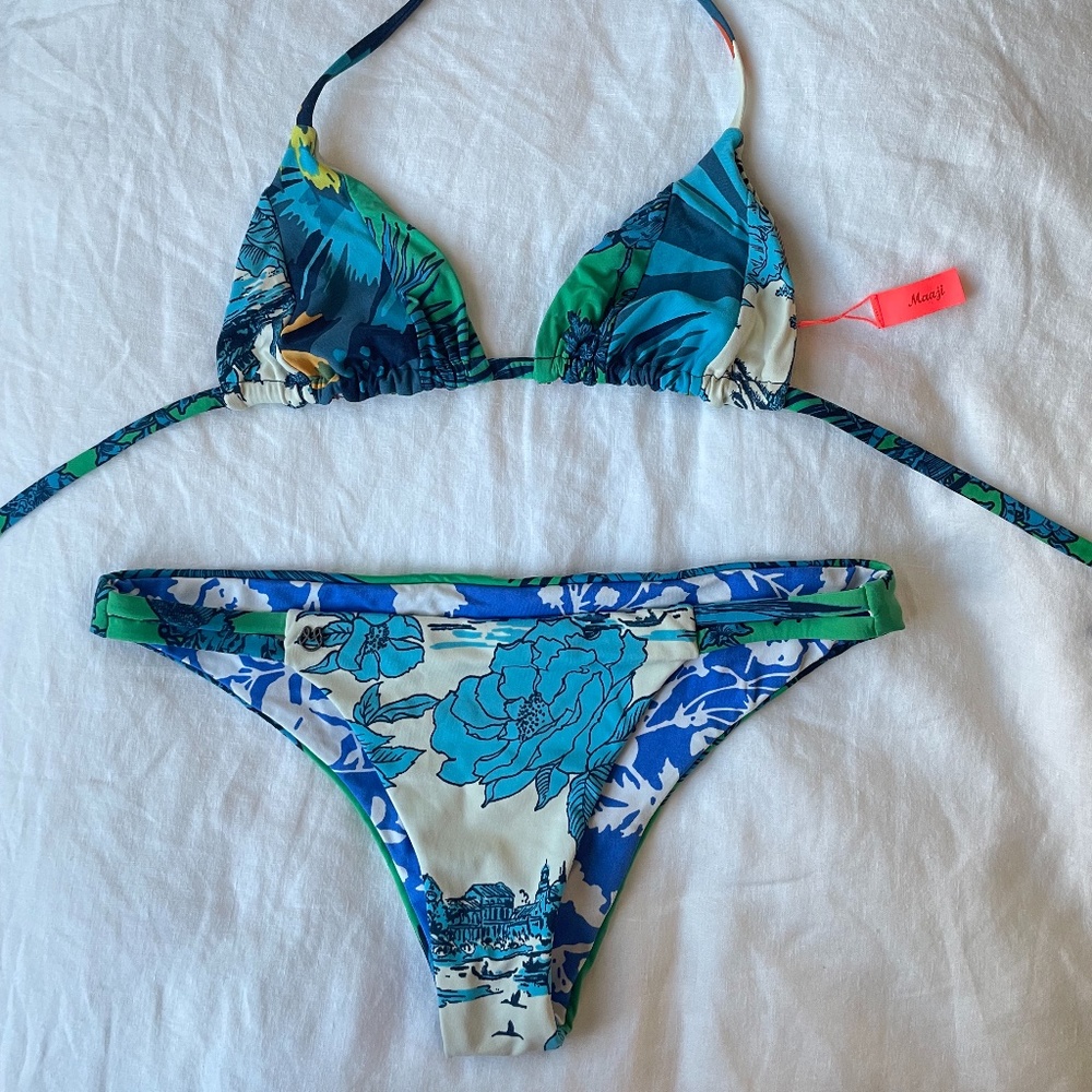 Maaji blue and green coastal bikini set